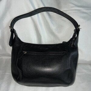 Aurielle Authentic Black Leather Shoulder Bag With Zip Closure & Interior Pocket